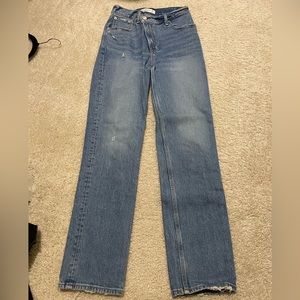 Abercrombie 90s straight ultra high rise jean with cross waist size 25R